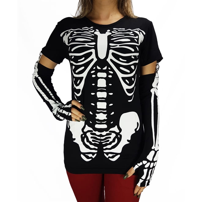 camiseta-manga-longa-esqueleto-preto