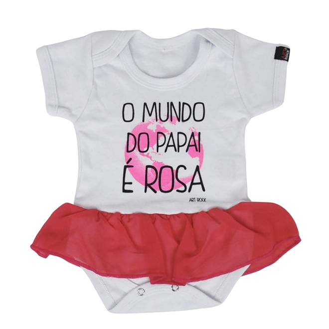 body-infantil-bebe-personalizado-com-saia-o-mundo-do-papai-e-rosa