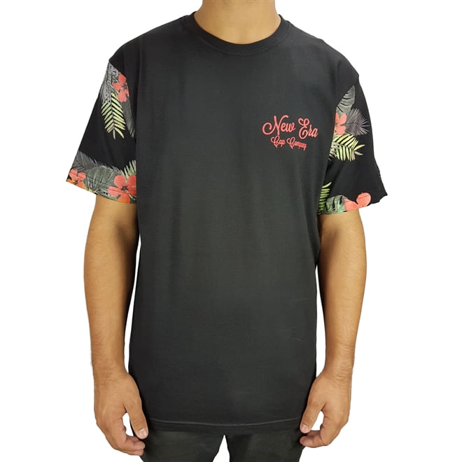 camiseta-new-era-tee-floral-preto