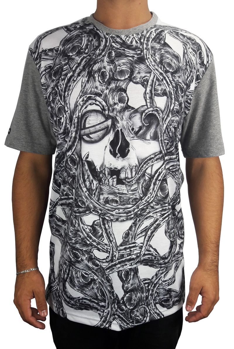Camiseta-Lost-Skull-Cinza