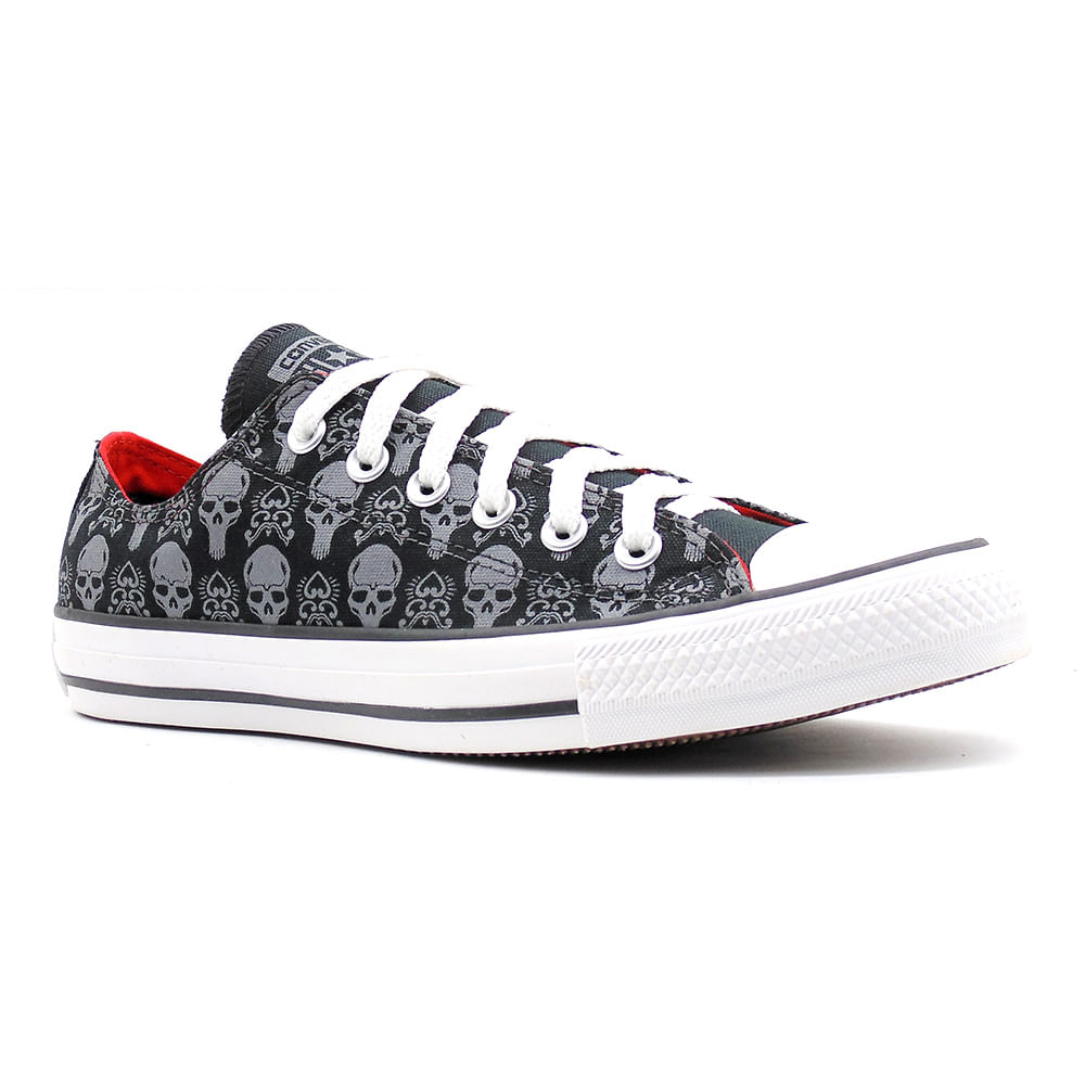 Tenis All Star Cano Baixo Caveira Preto