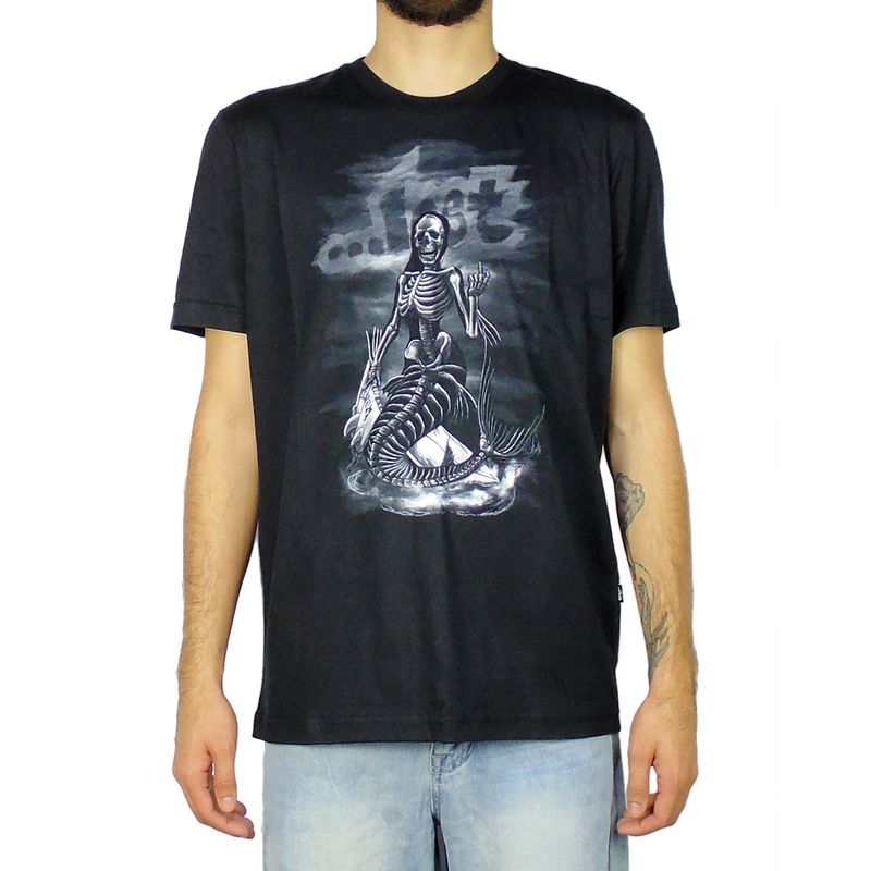 Camiseta-Lost-Mermaid-Skull-Preto