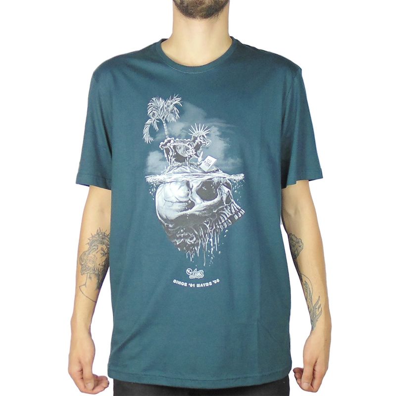 Camiseta-Lost-Sheep-Skull-Verde-Petroleo