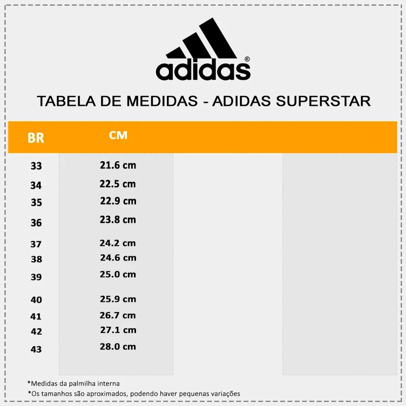 Tenis hot sale adidas tamanho