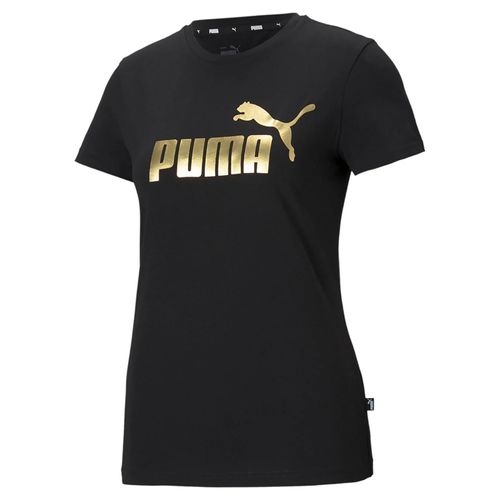 Camiseta Puma Essentials Metallic Logo Feminina - Preto