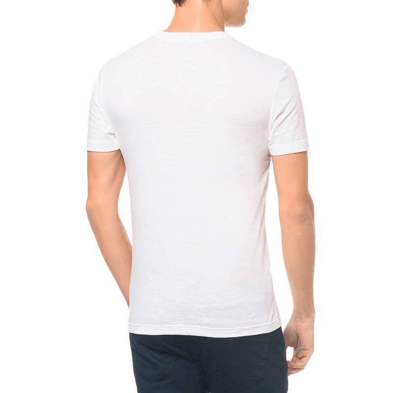 Camiseta Calvin Klein Masculina Slim Logo Flamê Branca