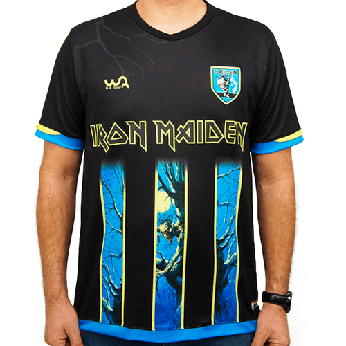 Camiseta Wa Sport Futebol Iron Maiden  Fear Of The Dark - Preto/Azul