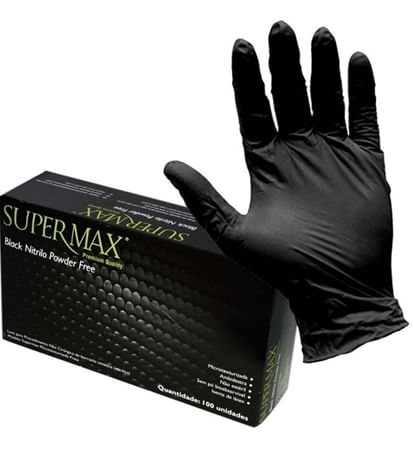 Luvas Supermax Descartáveis Premium Quality - Preto