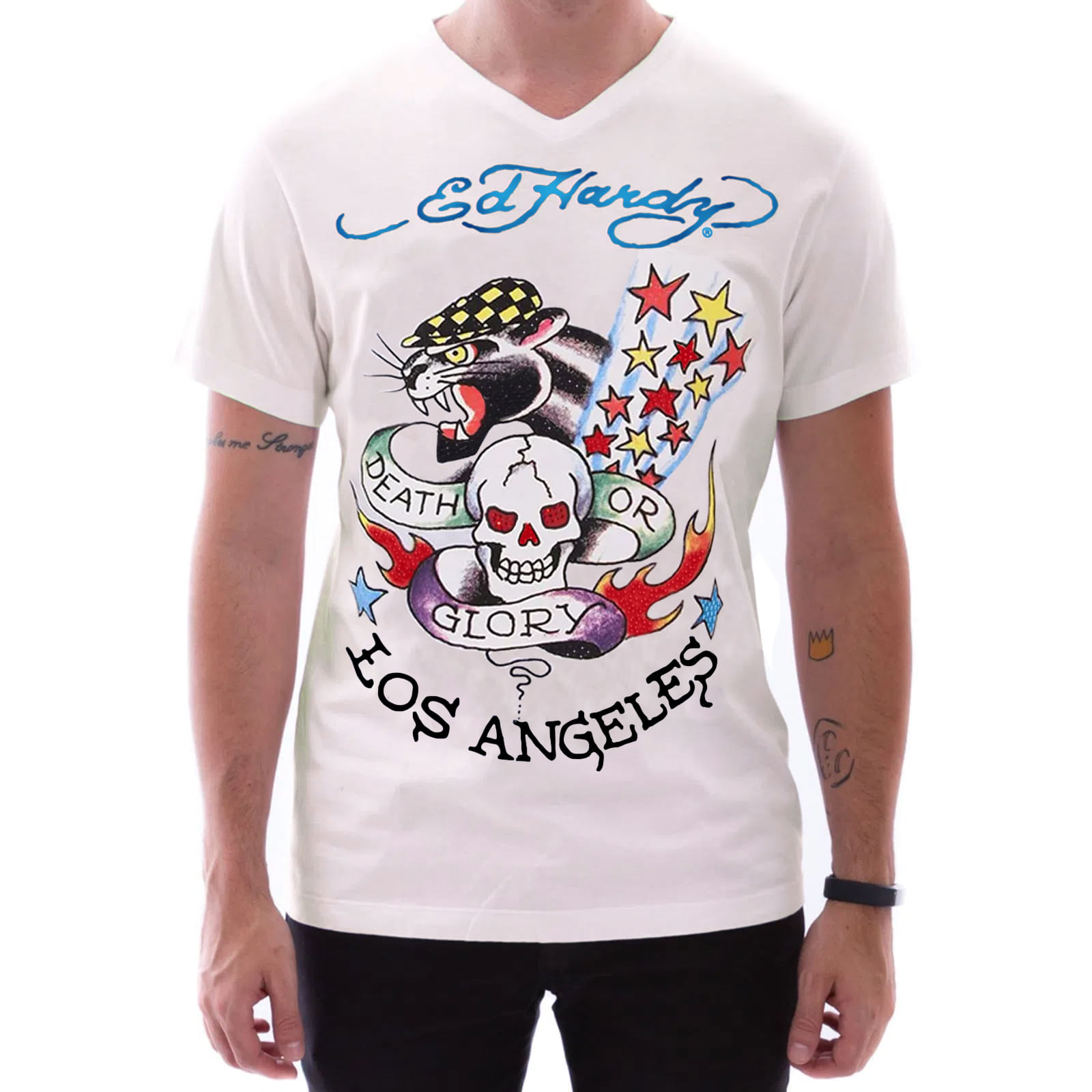 Camiseta Ed Hardy Los Angeles Strass - Rosê