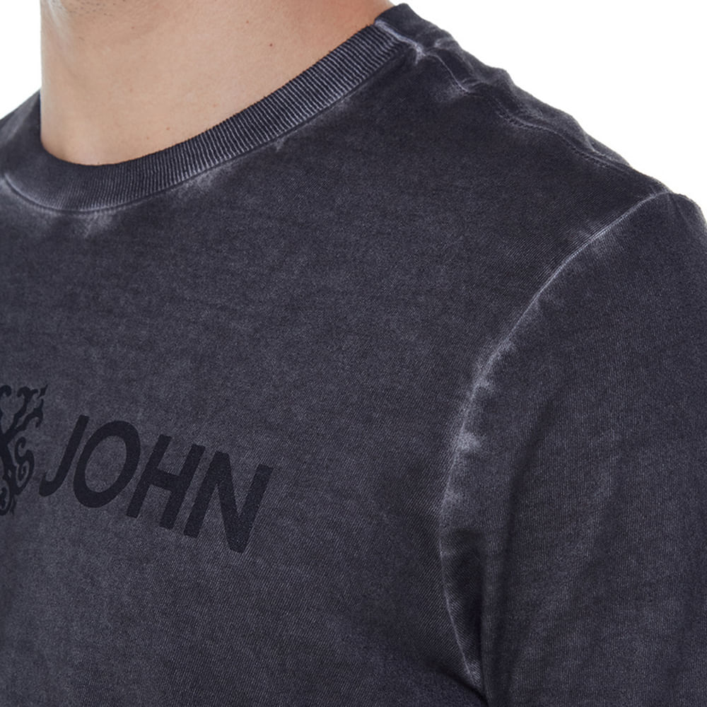 Camiseta John John Basic Logo Mescla Masculina Cinza - Compre Agora