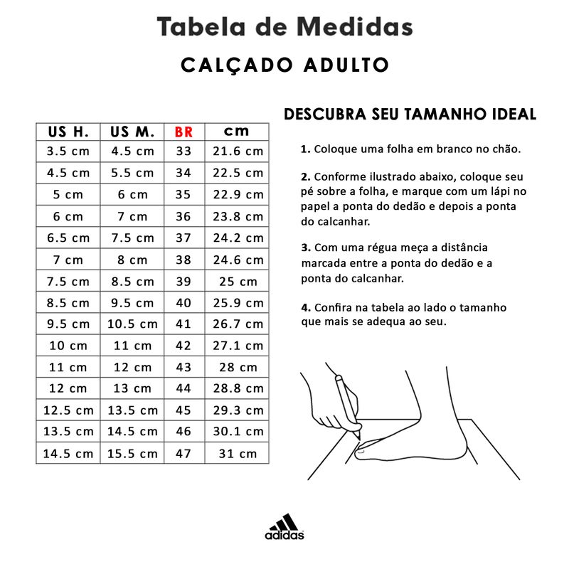 Tabela de tenis hot sale adidas