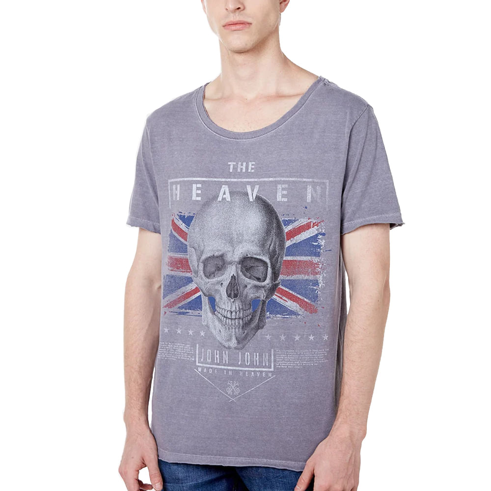 Camiseta John John Urban Moto Club Masculina Cinza Claro