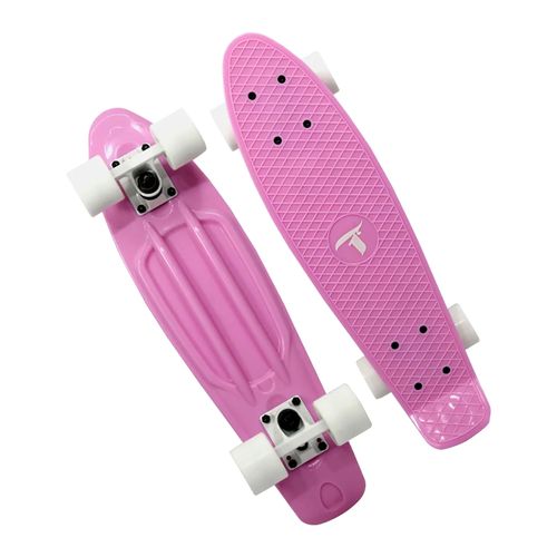 Skate Traxart Mini Cruiser Plástico - Rosa/Branco