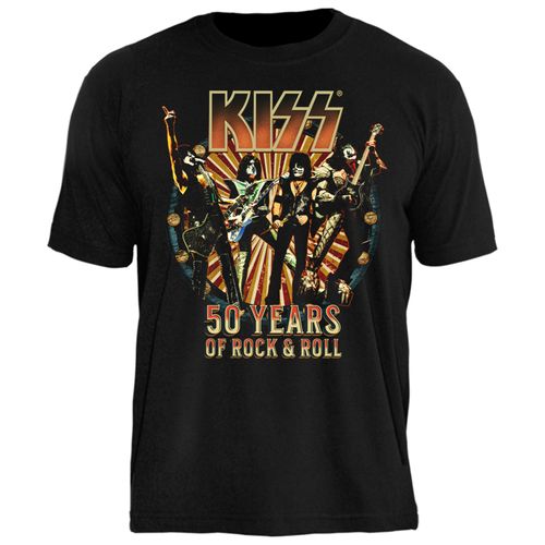 Camiseta Stamp Kiss 50 Years Of Rock & Roll TS1689