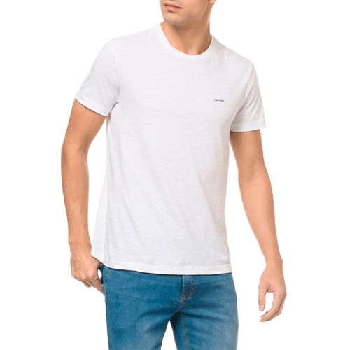 Camiseta Calvin Klein Flamê Mini Logo - Branco
